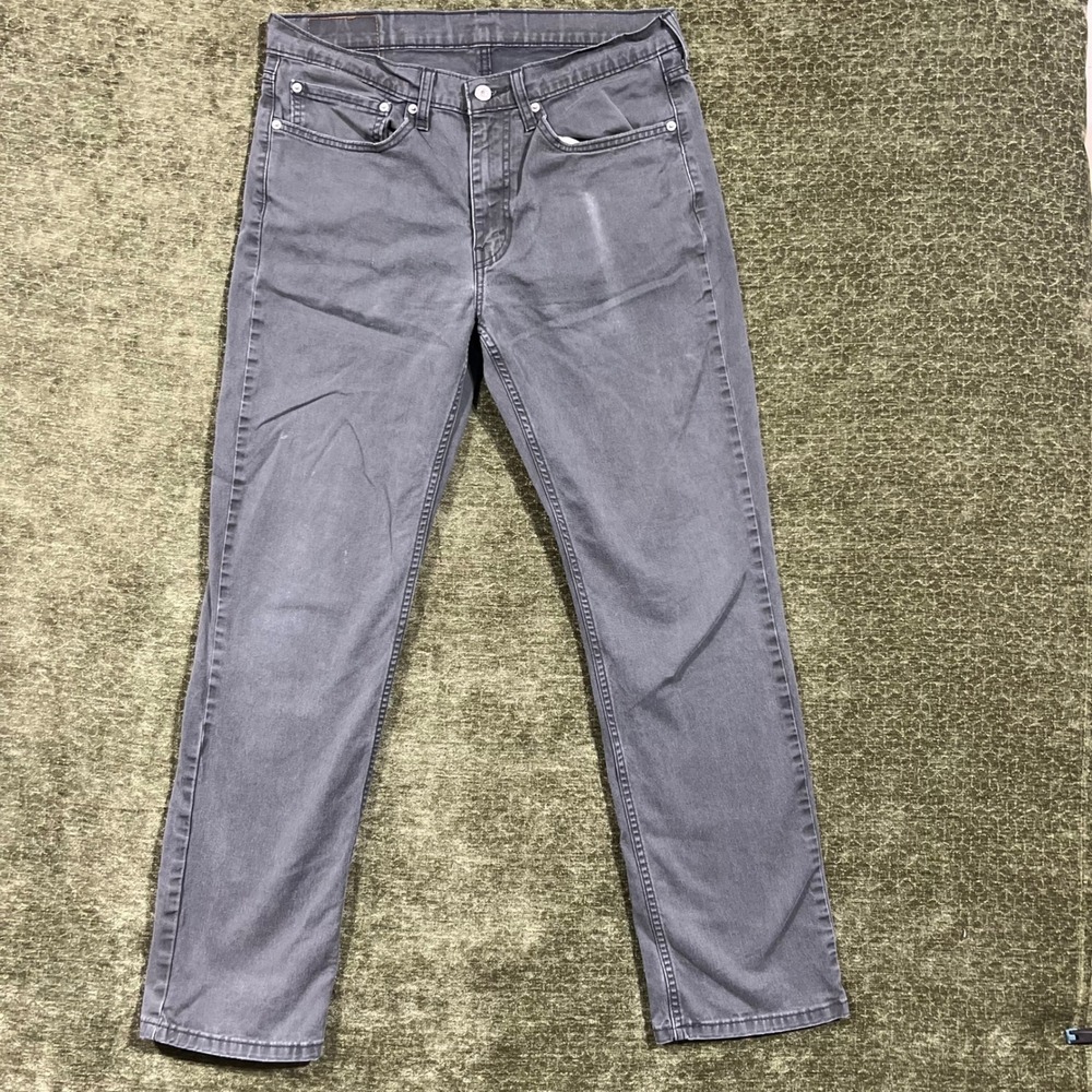 Levi's 514 Straight Fit Pants Mens W34 L32 Grey Cotton Stretch 00514-1922